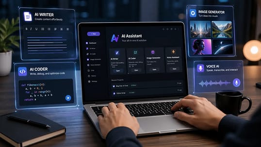 Top 10 Generative AI Tools in 2026 (Free & Paid) - Honest Comparison 4 Comparison infographic of top generative AI tools categorized by writing, coding, image generation, and research