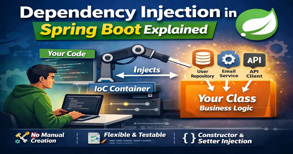 What is Dependency Injection in Spring Boot? Simple 2026 Guide for Beginners 2 What is Dependency Injection in Spring Boot