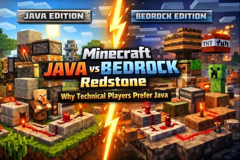 Minecraft Java vs Bedrock Redstone: Why Technical Players Prefer Java in 2026 2 minecraft java vs bedrock redstone