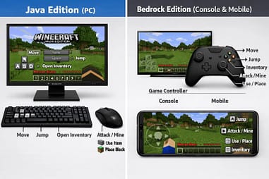 Minecraft Java vs Bedrock Differences: 10 Shocking Facts Most Players Miss 4 minecraft java vs bedrock differences in controls, keyboard and mouse versus controller and touch interface