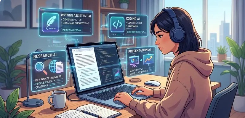 8 Best Free AI Tools for College Students in 2026 (Study Smarter) 4 best free AI tools for college students productivity setup