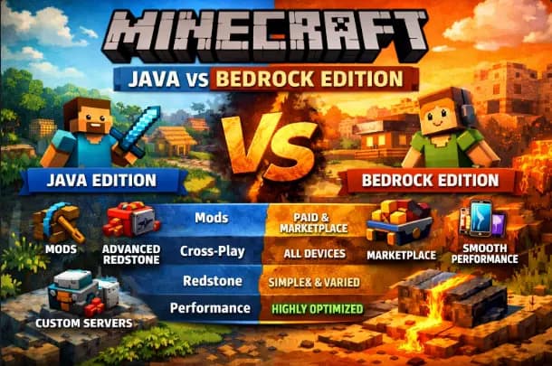 Minecraft Java vs Bedrock Edition Comparison: Simple Table & Verdict in 2026 4 Minecraft Java vs Bedrock Edition Comparison