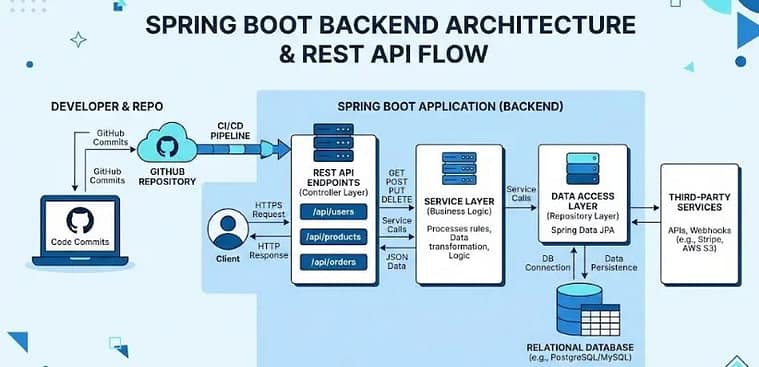 Java Developer Portfolio Projects That Get You Hired in 2026 4 Spring Boot backend project architecture for Java portfolio