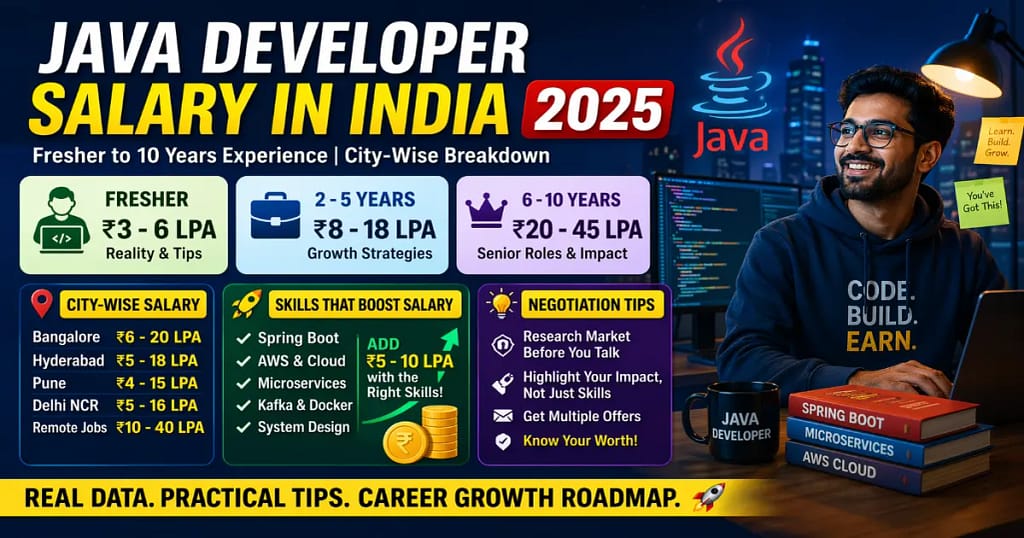 Java Developer Salary India 2026: Fresher to 10 Years Experience (City-Wise Breakdown) 2 Java Developer Salary India 2026
