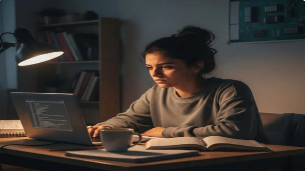Indian student following a Java learning routine on laptop