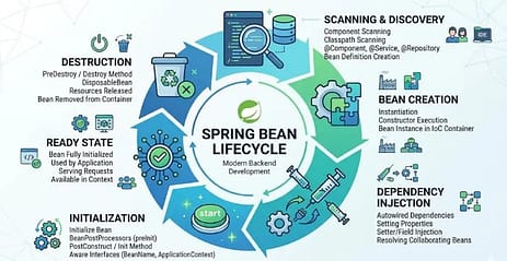 What is Bean in Spring Boot? 4 Powerful Ways IoC Container Creates Beans 4 spring boot bean lifecycle diagram showing creation initialization and destruction