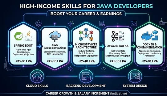 Java Developer Salary India 2026: Fresher to 10 Years Experience (City-Wise Breakdown) 4 Java developer high paying skills Spring Boot AWS microservices salary growth chart