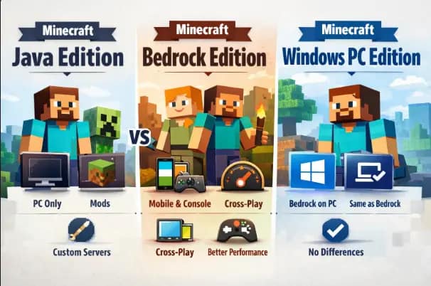 Minecraft Java vs Bedrock vs Windows Edition